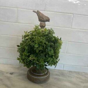 Adorable French Country Farmhouse Boxwood Bird Topiary Sphere